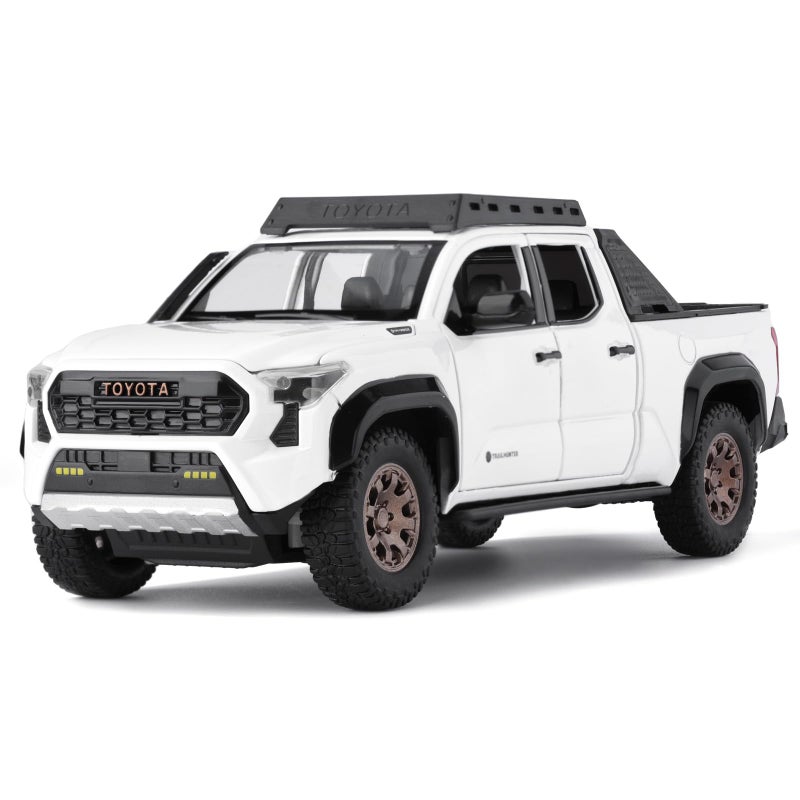 FRJV Toy Trucks for Boys 1 24 Diecast Cars Tacoma Toy TruckCollectible Metal Pickup Trucks Model Car KitsPull Back Tacoma Truck Toy with Lights and SoundsToy Trucks for Boys Age 47White - Image 3