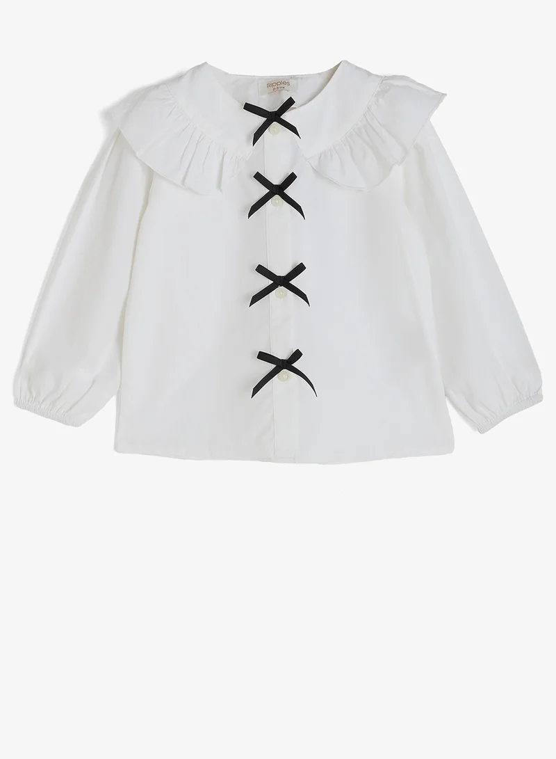 Ripples Girls Peter Pan Collar Bow Detailed Dress