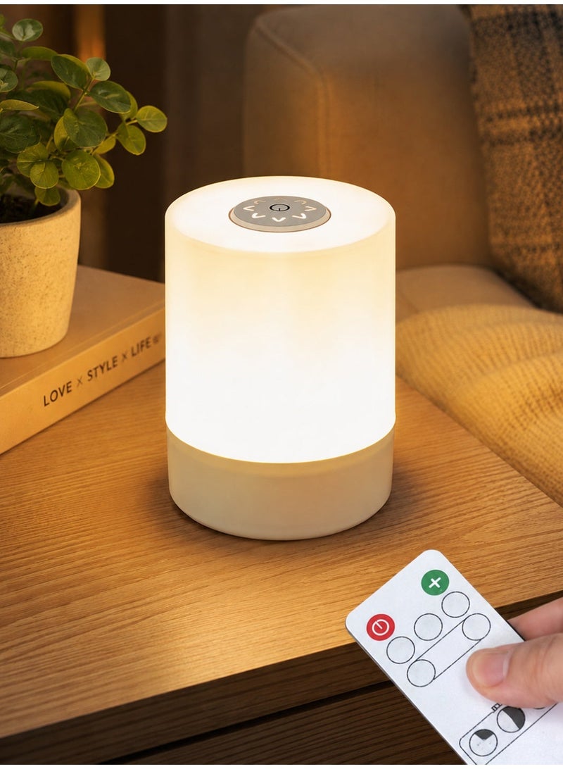 Fullight Rechargeable LED Table Lamp with Remote Control 3 Color Dimmable Bedside Night Light Cordless for Bedroom & Nursery - Image 1