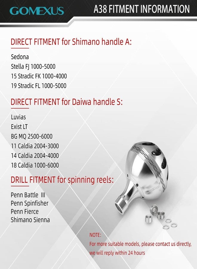 GOMEXUS مقبض طاقة GOMEXUS متوافق مع بكرات الصيد Shimano Stella FJ 1000-5000 و Stradic FL 1000-5000 و Daiwa Exist Direct Spinning، بديل لمقبض بكرة الصيد 35 مم - Image 2