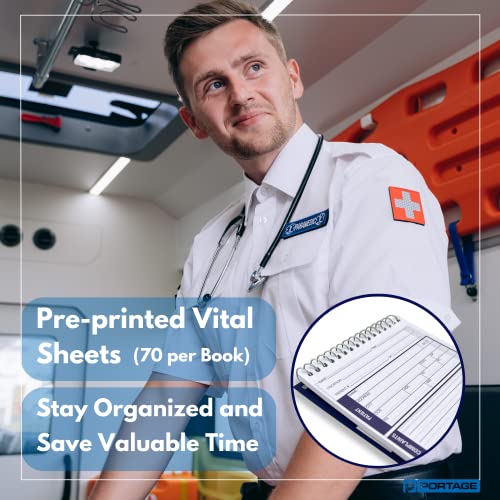 Portage EMT/First Responders Vital Statistics Notebook – 8” x 4” Medical Notebook for Vital Signs and Additional Patient Information – 210 Pages (3 Pack) - Image 2