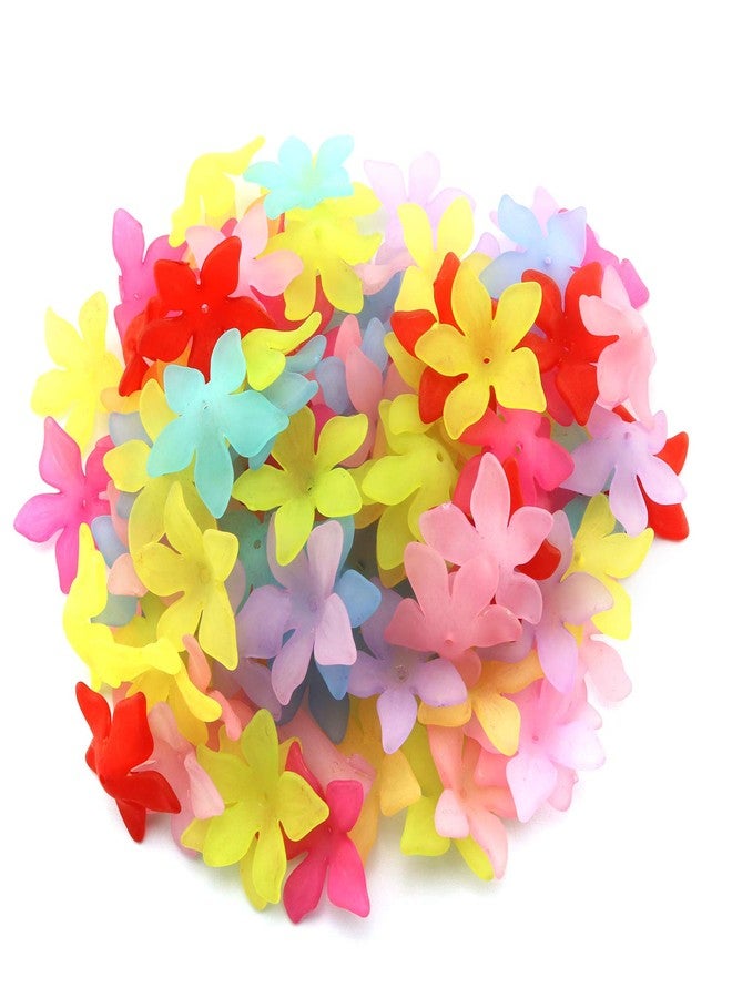 Tegg Matte Lily Flower Bead 100PCS Mixed Color Frost Acrylic Lily Flower Beads with Center Hole for Jewelry Making DIY Craft - Image 1