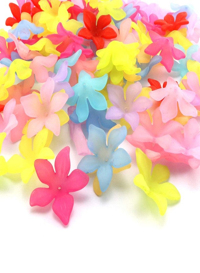 Tegg Matte Lily Flower Bead 100PCS Mixed Color Frost Acrylic Lily Flower Beads with Center Hole for Jewelry Making DIY Craft - Image 4
