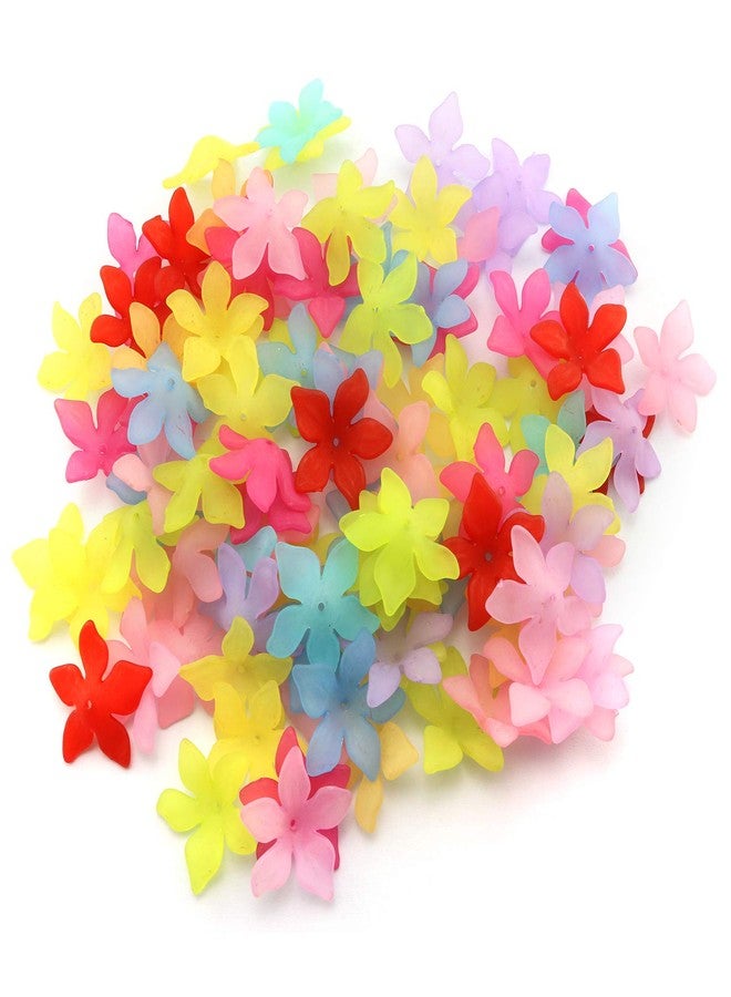 Tegg Matte Lily Flower Bead 100PCS Mixed Color Frost Acrylic Lily Flower Beads with Center Hole for Jewelry Making DIY Craft - Image 3