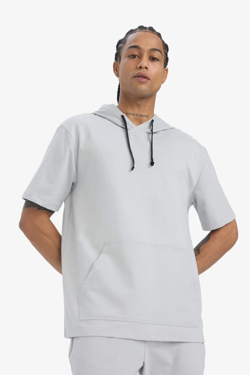 DeFacto DeFactoFit Standard Fit Hooded Printed Sports T-Shirt
