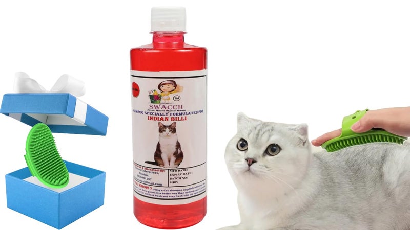 Swacch Indian Billi Shampoo -500ml (Jasmine) + Bath Brush with Adjustable Straps Combo Pack - Image 1