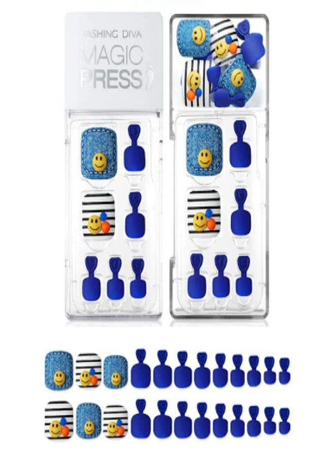 Dashing Diva Magicpress | Day to Night | Short, Square Shaped Press On Nails | Long Lasting | Pedicure (Smile Jean) - Image 3