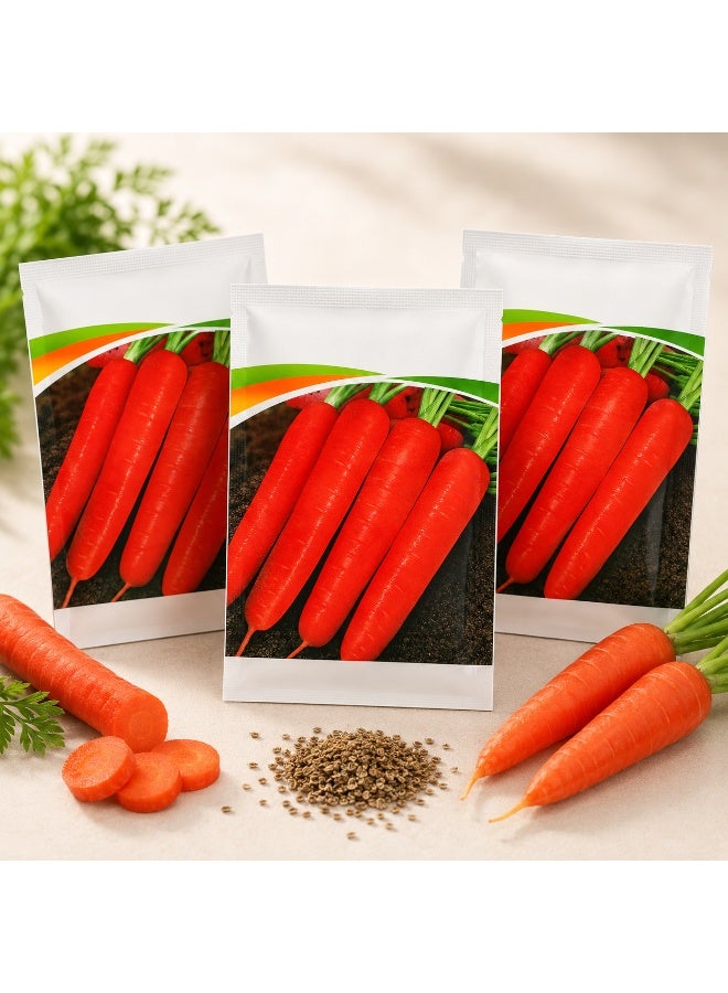 vsell24 Pack of 3 Red Carrot Seed Packets for Home Garden & Outdoor Planting - Image 2