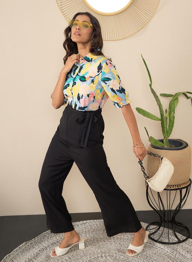 ستايل ستون جمبسوت بطبعة زهور وتفاصيل أزرار - Image 2