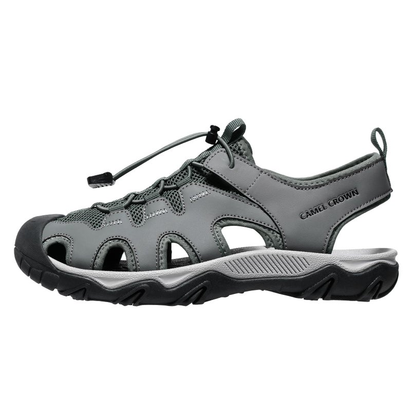 CAMEL CROWN Men's Hiking Sandals Anti-Slipping Athletic Water Shoes with Arch Support Closed Toe Summer Camping Sandal for Beach Outdoor Grey