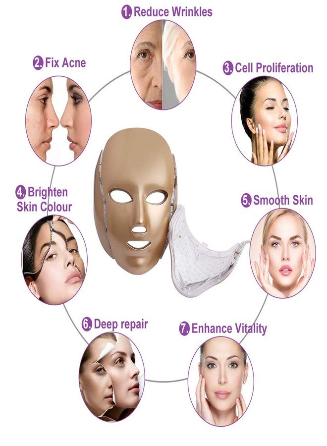Foleto LED Face Mask Light Therapy Sheet | 7 Color Skin Rejuvenation Therapy LED Photon Mask Light Facial Skin Care, Anti Aging Skin Tightening, Wrinkles Toning Mask, White, Pack of 1 - Image 3