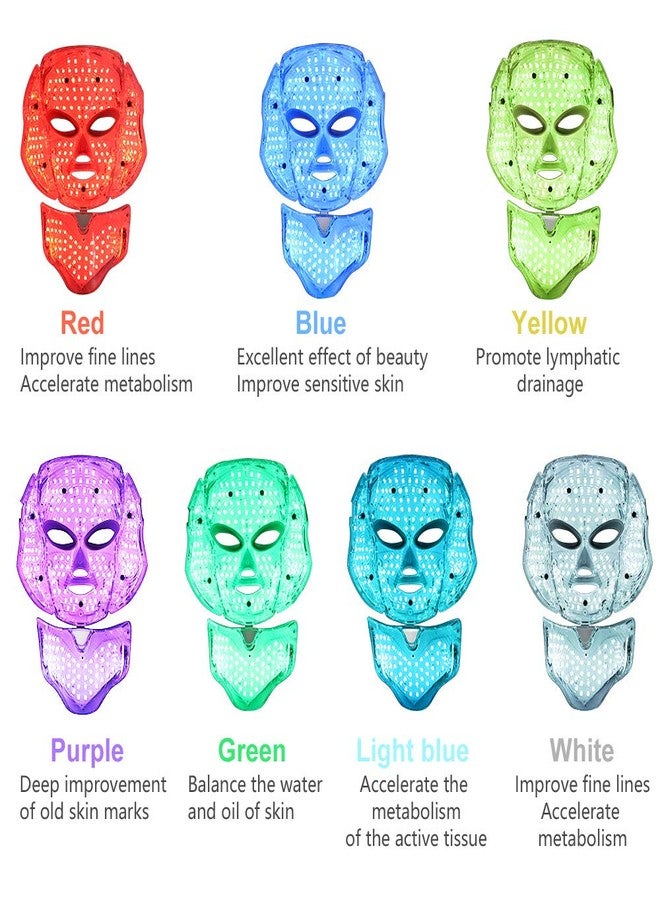 Foleto LED Face Mask Light Therapy Sheet | 7 Color Skin Rejuvenation Therapy LED Photon Mask Light Facial Skin Care, Anti Aging Skin Tightening, Wrinkles Toning Mask, White, Pack of 1 - Image 5