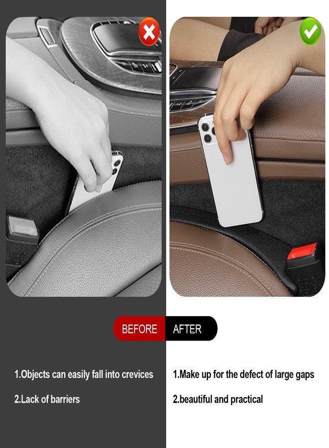 Bcautay 2 Pack Car Seat Gap Filler Car Seat Gap Interior Universal Fit PU Leather Car Seat Gap Plug for Filling Gaps Between Seats and Consoles Stop Things from Dropping (Black) - Image 4