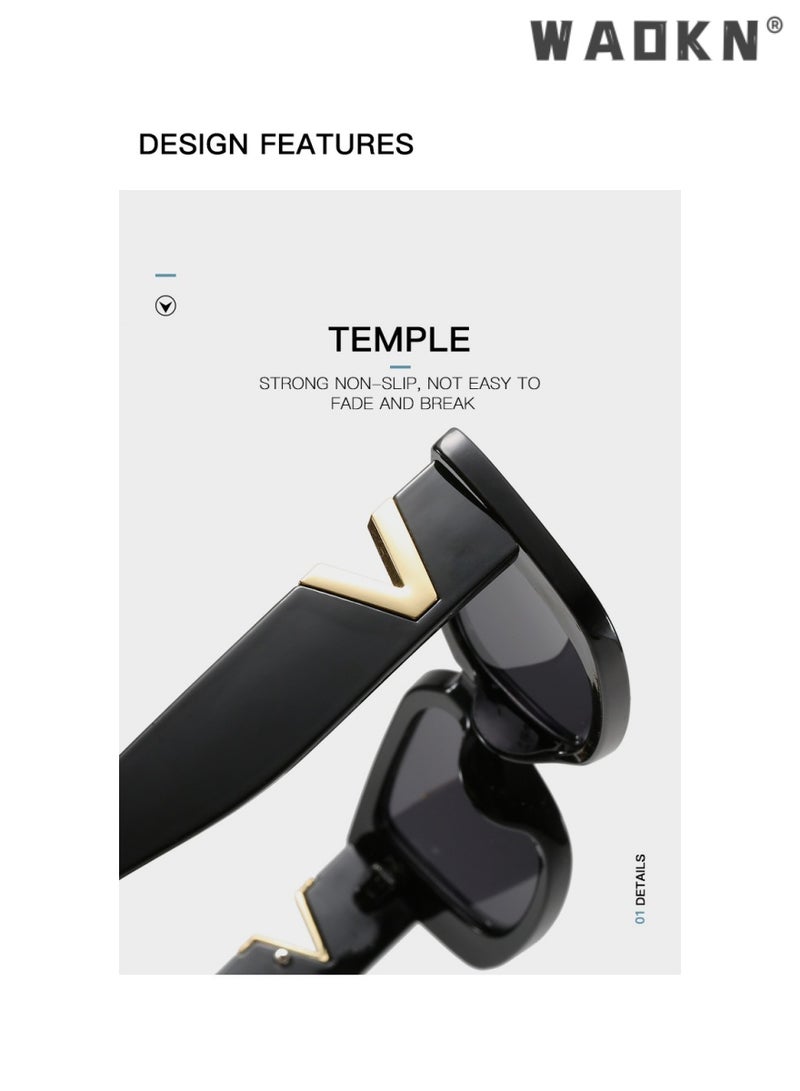 WAOKN 2 PCS Retro Rectangle Sunglasses for Women Men UV400 Protection Glasse, Vintage Driving Small Square Street Photography Trendy and Fashionable Narrow Square Frame Sunglasses (Black,White) - Image 4