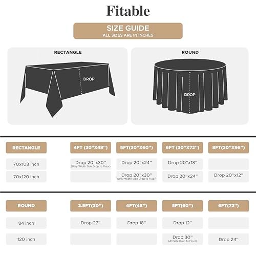 Fitable 8 Pack Table Cloth Rectangle Table: Stain and Wrinkle Resistant Tablecloth Rectangular, Washable Polyester Tablecloths for Wedding Party Dining Banquet Event Catering(White, 70x108 Inch) - Image 4