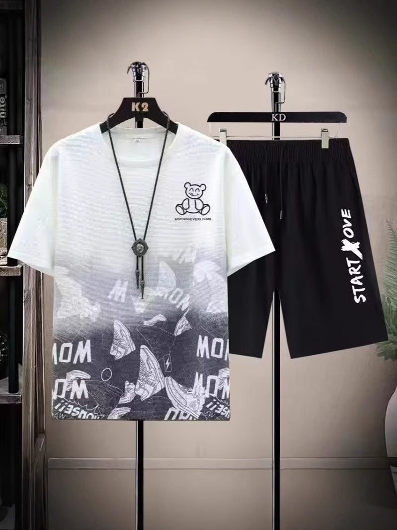2025 Trendy Brand Pure Cotton Short-Sleeved T-Shirt For Boys Heavy Trendyy Personalized Printed Half-Sleeved Versatile Top - Image 2