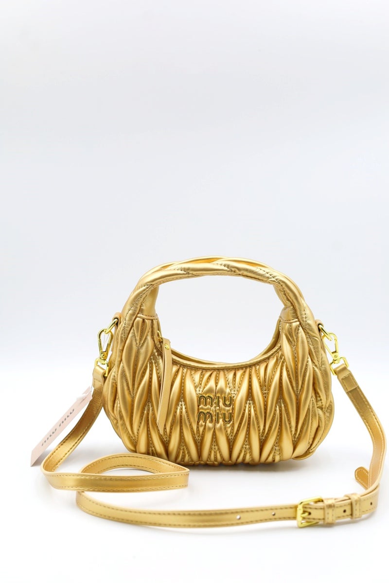 Miu Miu MIU Wander nappa leather hobo Shoulder Bag With Crossbody Strap Zip Closure  - Image 1