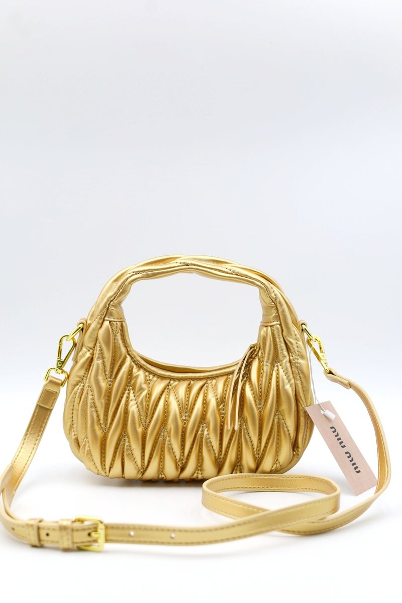Miu Miu MIU Wander nappa leather hobo Shoulder Bag With Crossbody Strap Zip Closure  - Image 4