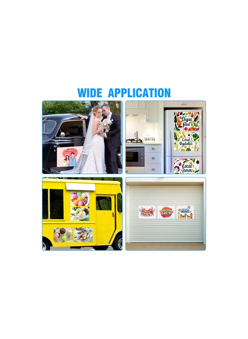 SOLARAE Rewritable Magnetic Message Board Set - Blank Car Magnets with Rounded Corners for Business Advertising, Logo Covering (12" x 17", 11.7" x 8.27") - 4 Pack for HOA Use - Image 3