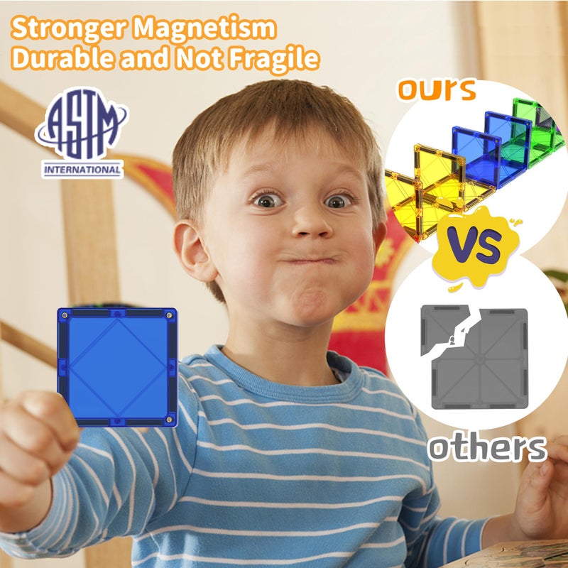 MAGBLOCK Magnetic Tiles Kids Toys, 120PCS 3D Magnets Building Blocks Set Construction Educational STEM Toys, Magnetic Toys for Kids Stacking Blocks Learning Toys Gifts for Toddlers Boys Girls - Image 5