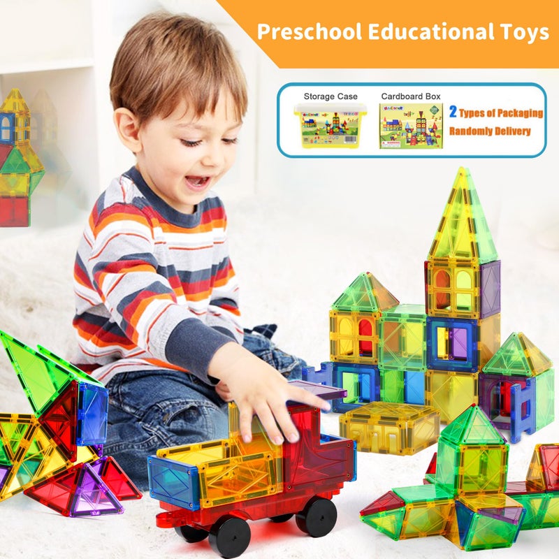 MAGBLOCK Magnetic Tiles Kids Toys, 120PCS 3D Magnets Building Blocks Set Construction Educational STEM Toys, Magnetic Toys for Kids Stacking Blocks Learning Toys Gifts for Toddlers Boys Girls - Image 3