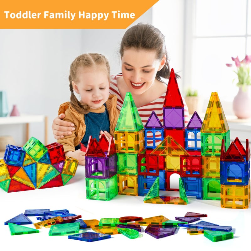 MAGBLOCK Magnetic Tiles Kids Toys, 120PCS 3D Magnets Building Blocks Set Construction Educational STEM Toys, Magnetic Toys for Kids Stacking Blocks Learning Toys Gifts for Toddlers Boys Girls - Image 4