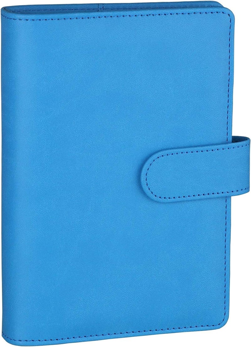Antner A6 6-Ring Refillable Binder for A6 Refill Sheets, Synthetic Leather Personal Planner, Money Organizer, Budget Binder with Magnetic Buckle Closure, Blue Standard fit - Image 1