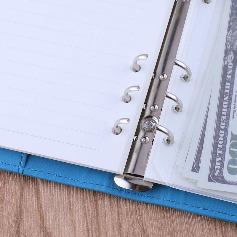 Antner A6 6-Ring Refillable Binder for A6 Refill Sheets, Synthetic Leather Personal Planner, Money Organizer, Budget Binder with Magnetic Buckle Closure, Blue Standard fit - Image 5