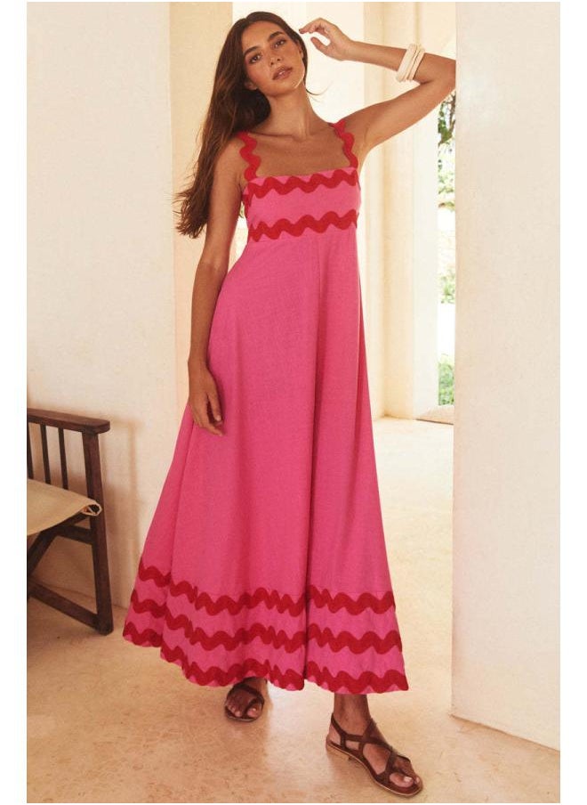 Generic - European And American Women's Clothing High-end Spring And Summer New Strap Dress Printed Long Dress Women - Image 1