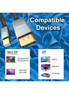 MOWSIL 4K Mini DisplayPort to DisplayPort Cable 2Mtr, Bi-Directional Mini DP to DP Cable, 4K@60Hz Gold-Plated Mini DP Compatible with MacBook Air/Pro, Surface Pro/Dock.  - Image 3