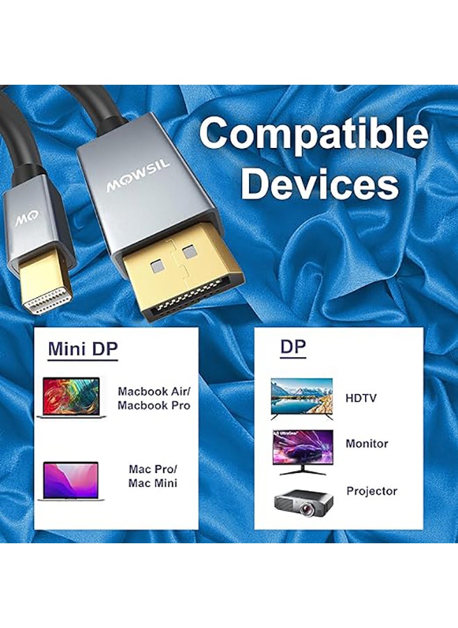 MOWSIL - 4K Mini DisplayPort to DisplayPort Cable 2Mtr, Bi-Directional Mini DP to DP Cable, 4K@60Hz Gold-Plated Mini DP Compatible with MacBook Air/Pro, Surface Pro/Dock. - Image 1