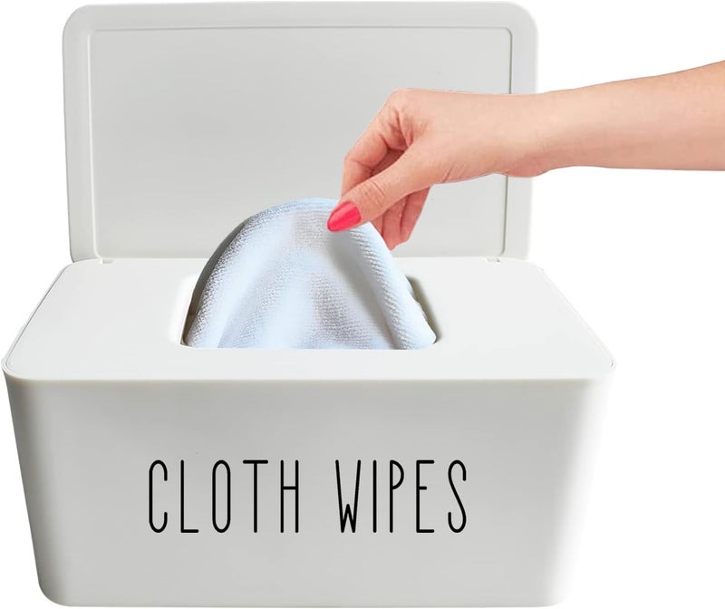 Moorfowl Cloth Wipes Dispenser 82L x 49W x 39H inches Cloth Baby Diaper Wipes Container for Homemade Reuseable Baby Essential White - Image 1