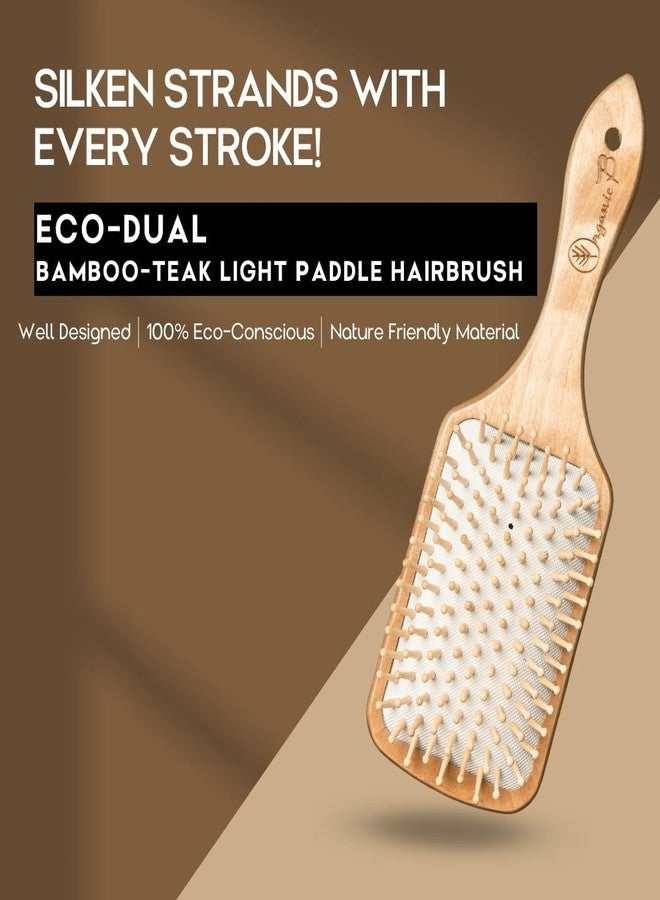 Organic B Wooden Paddle Hair Brush, Hair Brush Comb for Women, Bamboo Brush for Hair Care, Detangling Hair Brush for Thick Hair, Anti Static Brush for Curly and Straight Hair, Scalp Massage - Image 2