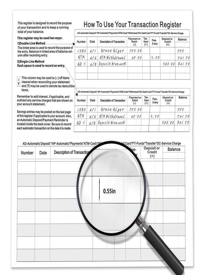 Dayvorax 12 Pack Checkbook Register, Check Registers for Personal Checkbook, 6" × 3", Blank Ledger Transaction Registers for Personal or Business Bank, Saving Account, Deposit and Credit Card, Thick Paper - Image 5
