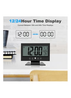 SYOSI Electric Clock Digital Alarm Clocks LCD Digital Sound Sensor Table Desk Alarm Clock with Calendar and Temp Display Table Deskalarm Clock for Bedroom Living Room Office  - Image 3