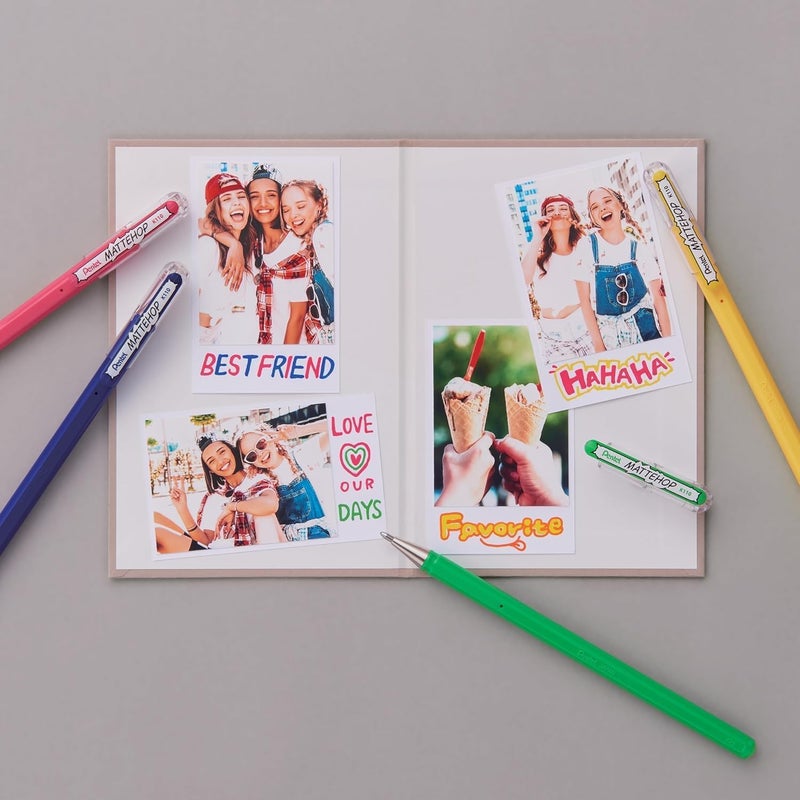 Pentel Mattehop - Liquid Gel Rollerball Pens - K110-1.0mm Nib - 1 of Each Colour - Pack of 8 - In Pillow Packaging - Image 3