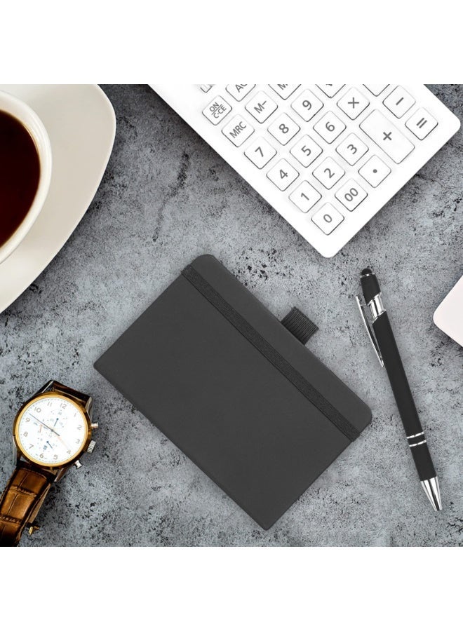 Pocket Notebook Set, 2 Pack Small Notebooks with Pens, A5 Size Journal Hardcover Notebooks, 213mm*145mm Mini Notepads 100Gsm Thick Paper for Office, School (100 Pages Each, Black) - Image 5