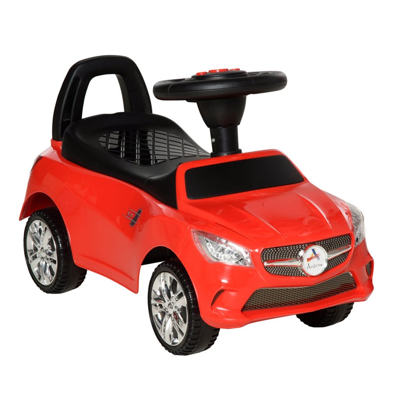 Aosom Kids Ride On Push Car FoottoFloor Walking Sliding Toy Car for Toddler with Working Horn Music Headlights and Storage Red - Image 3