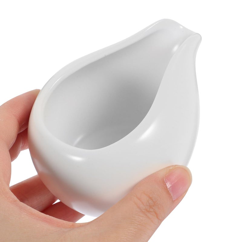 White Porcelain Milk Creamer Jug with Round Spout for Coffee and Kitchen Serving - Image 5