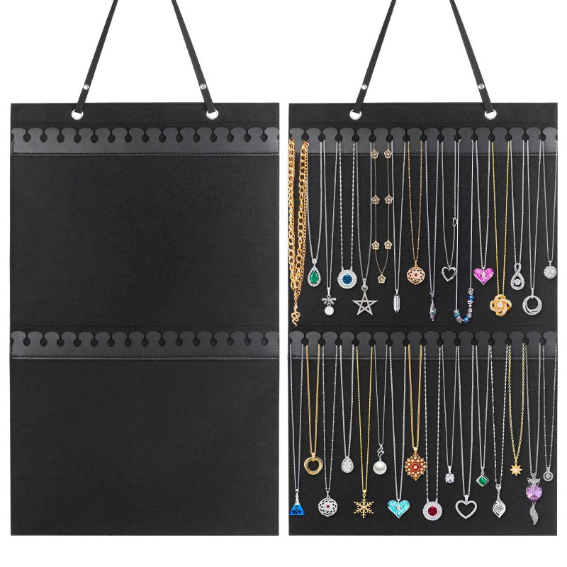 Caffox Hanging Necklaces Holder Large Jewelry Organizer for Necklaces Bracelets and Ankles Necklaces Display Storage Hanger for Wall Closet and Door