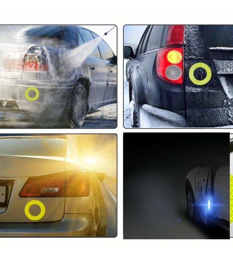 8pcs Green Car Reflective Stickers Hollow Circular Tail and Door Set for Auto Electric Bike Motorcycle - Image 3
