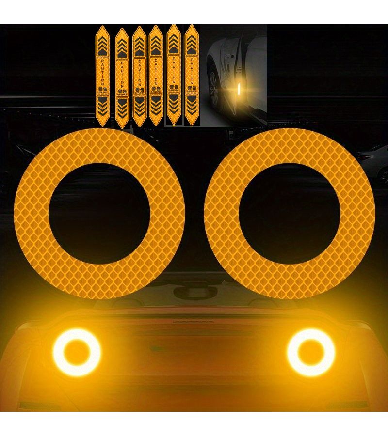 8pcs Green Car Reflective Stickers Hollow Circular Tail and Door Set for Auto Electric Bike Motorcycle - Image 4