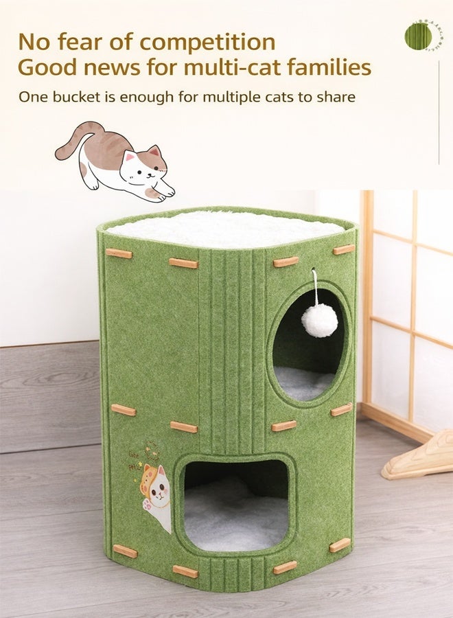 سيسلي بيت قطط وبرج قطط متعدد المستويات من اللباد، مع سرير مريح، أثاث قطط داخلي للعب والتسلق والراحة، مناسب لجميع الفصول - Image 2