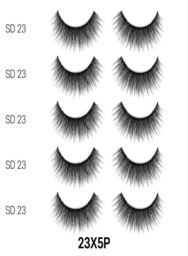 Laflare Premium Silk Lashes 3D Faux Mink Eyelashes Multipack, Light, Natural Looking, Professional Easy to Apply Eyelashes in a Knitted Style 5 Pairs Value Pack (23X5P) - Image 2