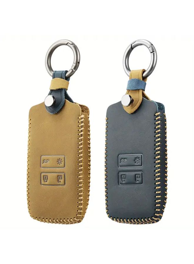 Premium Brown PU Leather Key Cover Holder For Renault Captur Clio Megane Arkana Kadjar Zoe Espace 5 Smart Keys Durable Stitched Design With Protective Scratch Resistant Car Key Protection - Image 2
