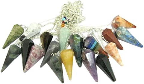 crystalmiracle Exclusive Set of Fifteen Gemstones Cone Pendulums Crystal Healing Reiki DOWSING FENG Shui Gift Metaphysical Powerful Meditation Psychic Energy