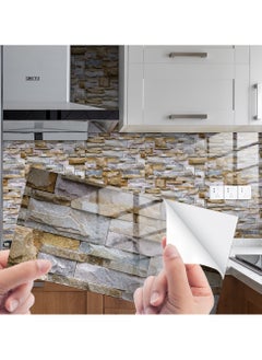 RATSAW 3D Wall Panels Peel and Stick Wallpaper 8PCS 30 x 15cm Wall Tiles Self Adhesive Waterproof Wall Sticker Brick Wallpaper Decorative Tiles Stickers for Kitchen Bathroom Wall Decor  - Image 1