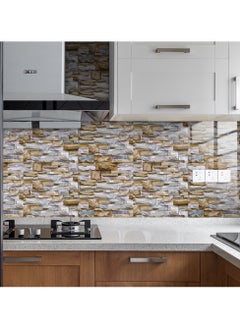 RATSAW 3D Wall Panels Peel and Stick Wallpaper 8PCS 30 x 15cm Wall Tiles Self Adhesive Waterproof Wall Sticker Brick Wallpaper Decorative Tiles Stickers for Kitchen Bathroom Wall Decor  - Image 2