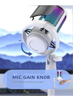 XiuWoo USB Microphone for PC Computer Gaming Mic for PS4/ PS5/ Mac Condenser Mic with Quick Mute RGB Light Pop Filter Shock Mount Gain knob & Monitoring Jack for Recording Streaming Podcasting YouTube  - Image 5
