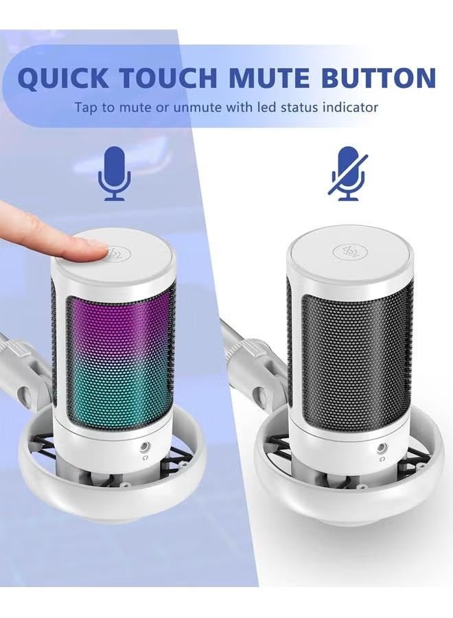 XiuWoo USB Microphone for PC Computer Gaming Mic for PS4/ PS5/ Mac Condenser Mic with Quick Mute RGB Light Pop Filter Shock Mount Gain knob & Monitoring Jack for Recording Streaming Podcasting YouTube  - Image 3